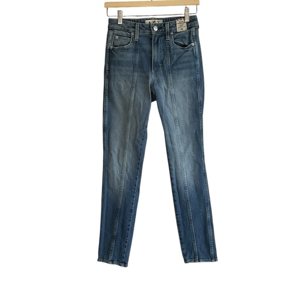 AMO Seamed Chelsea High Rise Slim Fit Long Denim Jeans Deeply, size 25 - Picture 5 of 14